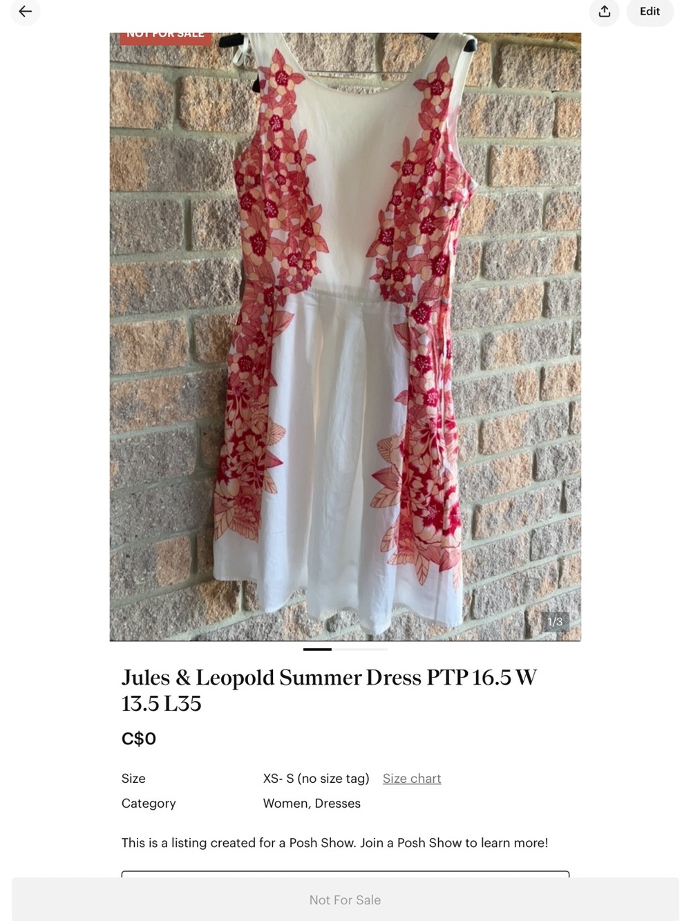 Jules & Leopold White Dress with Pink Accents